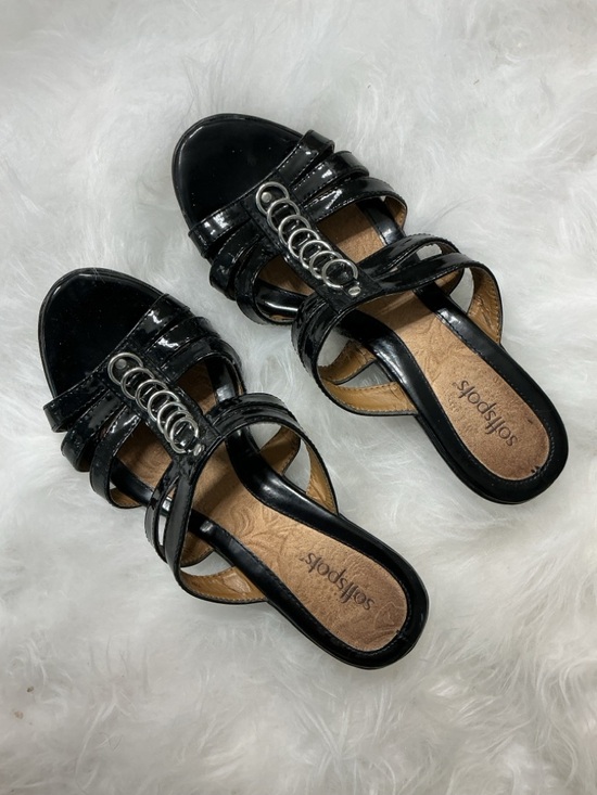 Softspots Shoes - Softspots Black Patent Slide 2” heel Sandals 7.5